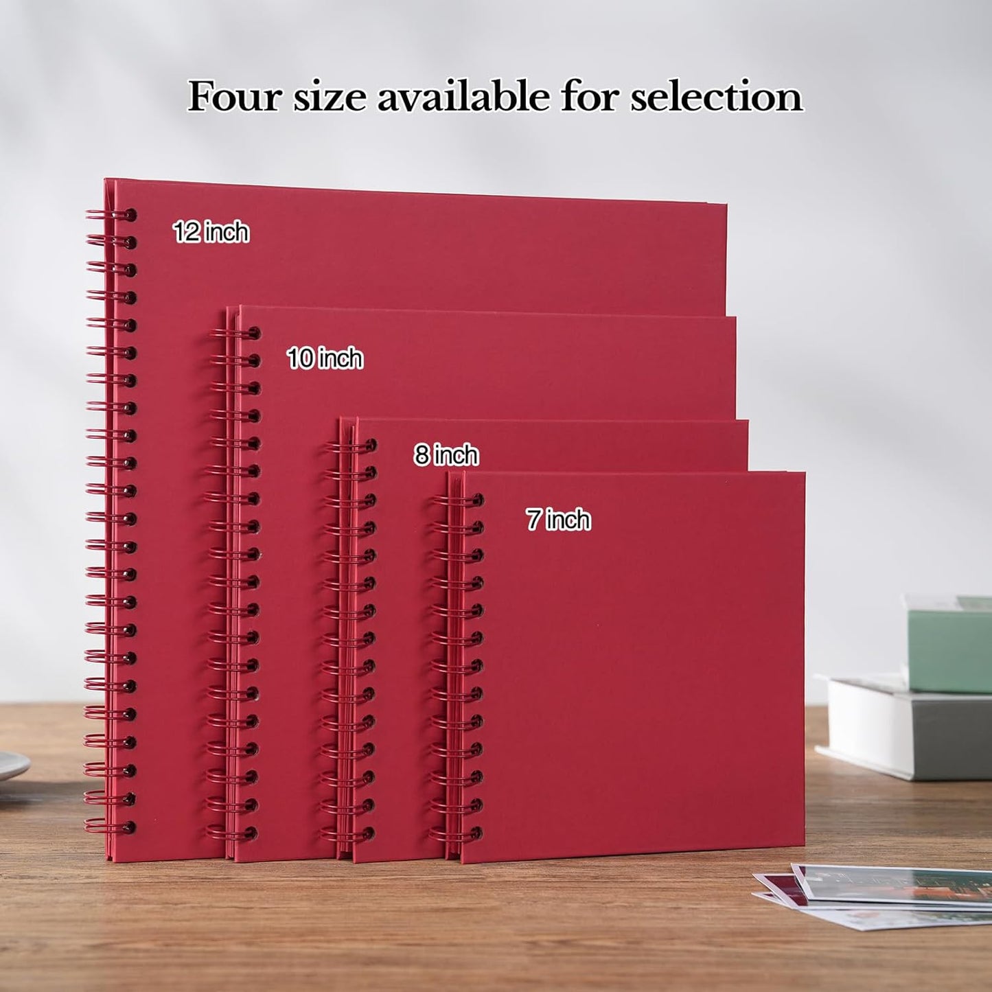 potricher 7 x 7 Inch DIY Scrapbook Album 40 Pages Hardcover Kraft Paper Scrap Book Photo Albums Memory Book for Wedding and Anniversary Family (Red, 7 Inch)