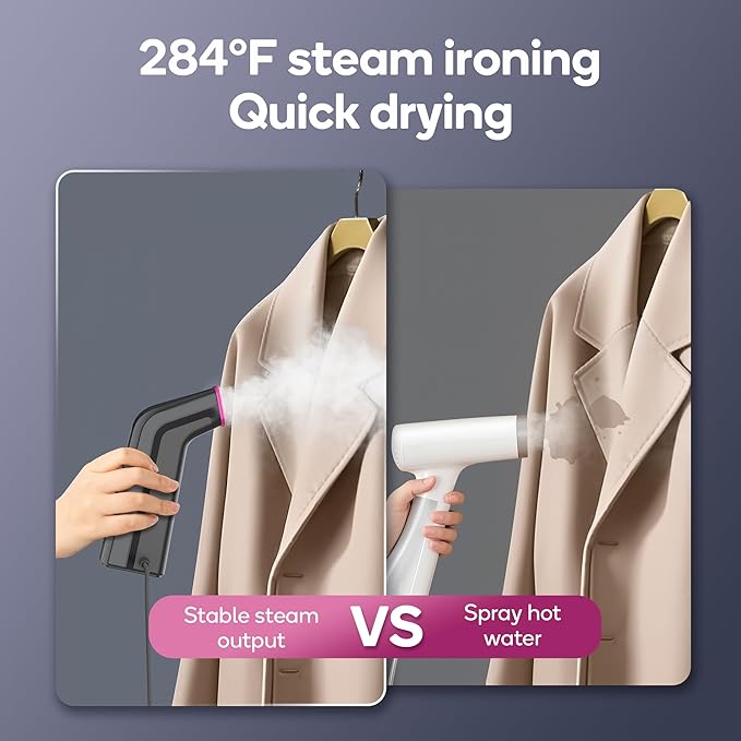 Travel steamer for clothes,100V-240V dual voltage steamer & iron 2 in 1,integrated 170ml tank 25s fast heat-up,1.2lbs portable fabric iron,handheld steaming wrinkles remover for garments(Panda colors)