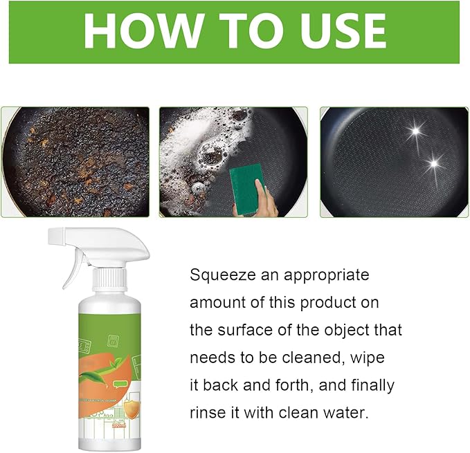 wuliao Fly Cleaner Stain Remover Spray, Kitchen Multi-purpose Foam Cleaner Spray, Kitchen Oil Stains Cleaner for Hold/Oven/Stove/Sink Range Hood (1)