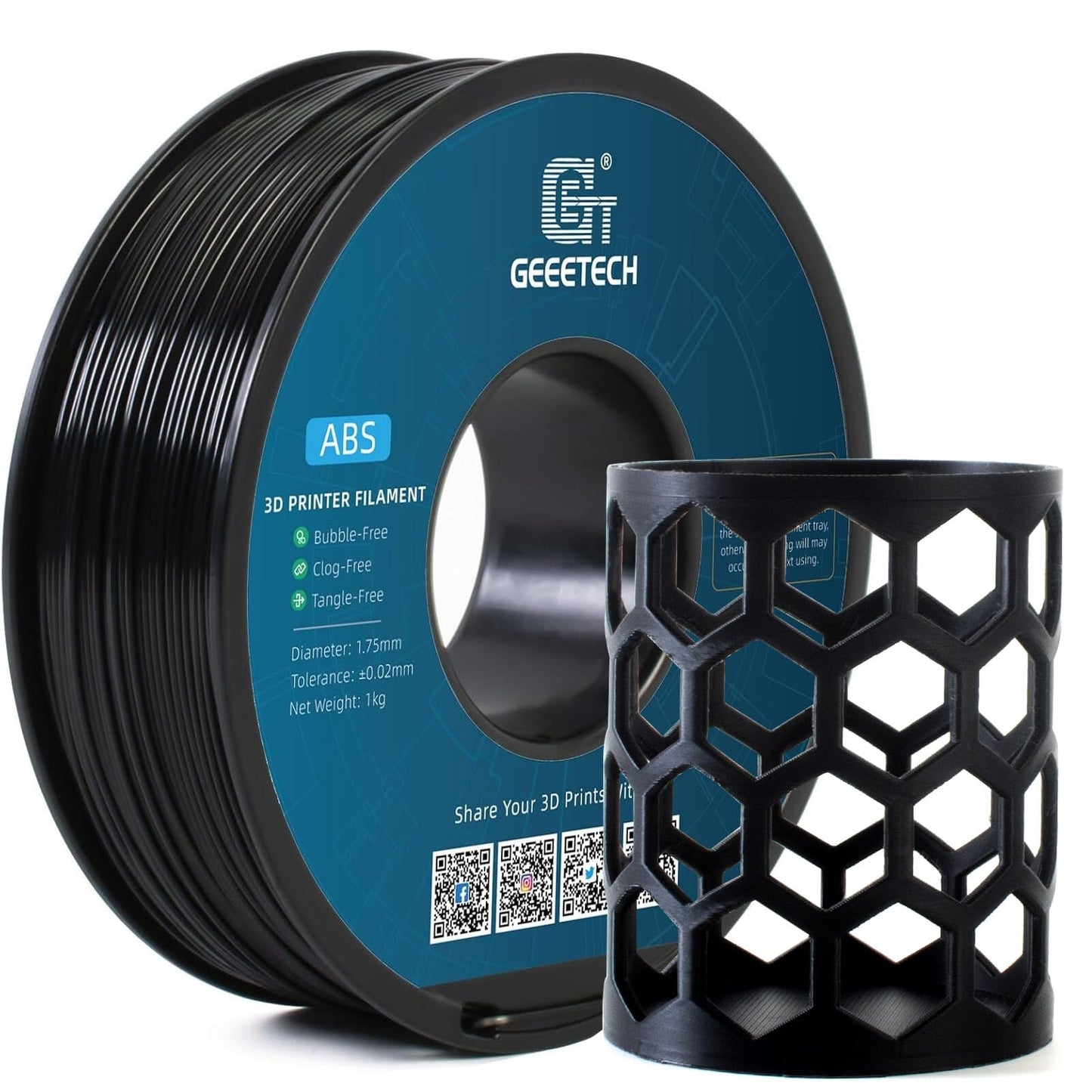 Geeetech Upgrade ABS Filament 1.75mm, Strong and Durable 3D Printer Filament, Impact-Resistant, Dimensional Accuracy +/- 0.02 mm