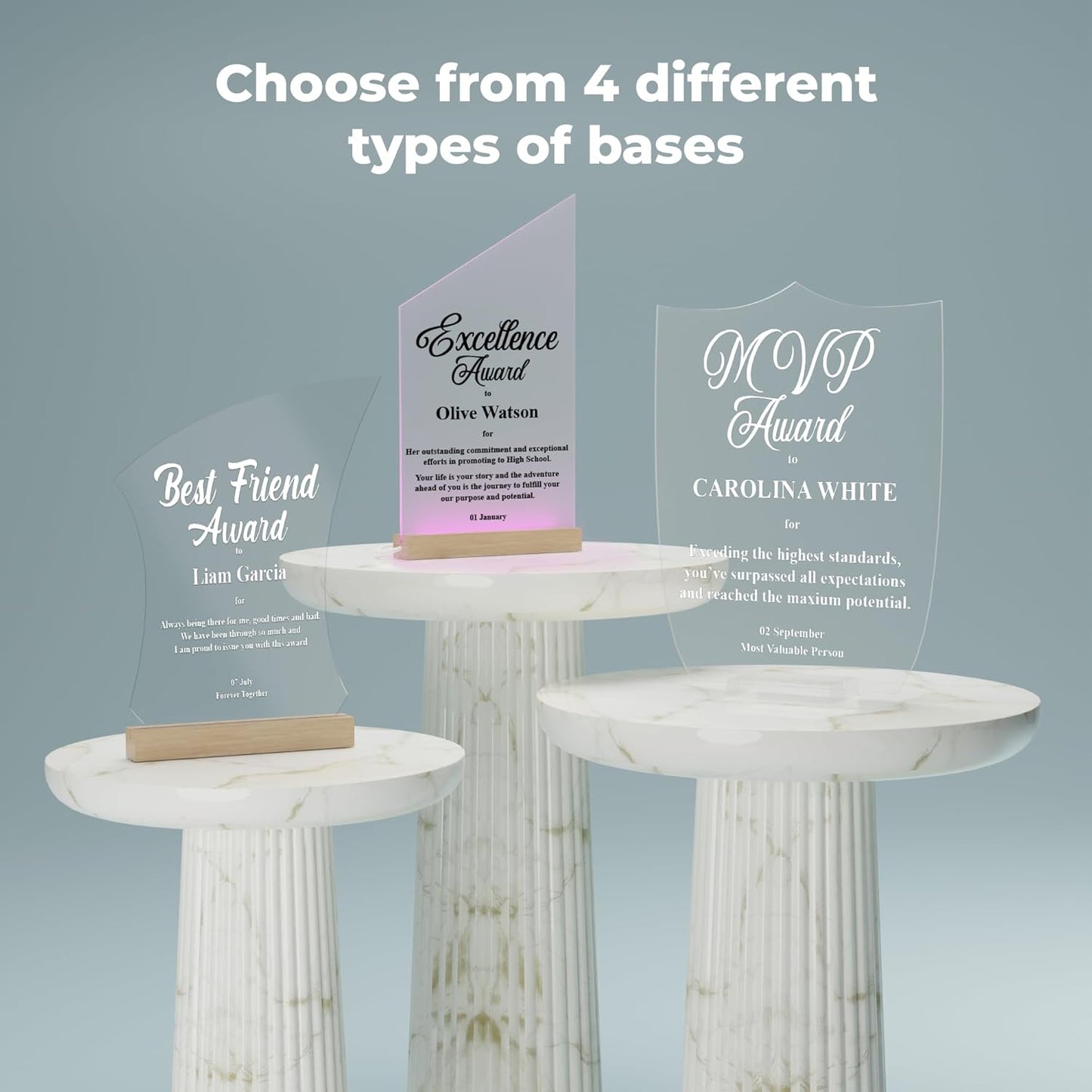 EGD Personalized Acrylic Trophy Award for Activities I Custom Trophy Plaque I Customizable Awards and Trophies I Customize Your Employee Appreciation Gifts (Wide 8" x 10" Height) (Award No Logo)