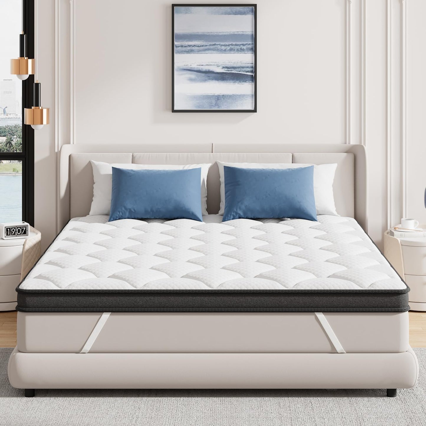 ELEMUSE 3 Inch Full Memory Foam Mattress Topper, High Density Gel Foam Bed Toppers with Cooling Pillowtop for Back Pain Relief, Medium Firm Mattress Pad for Comfort Body Support