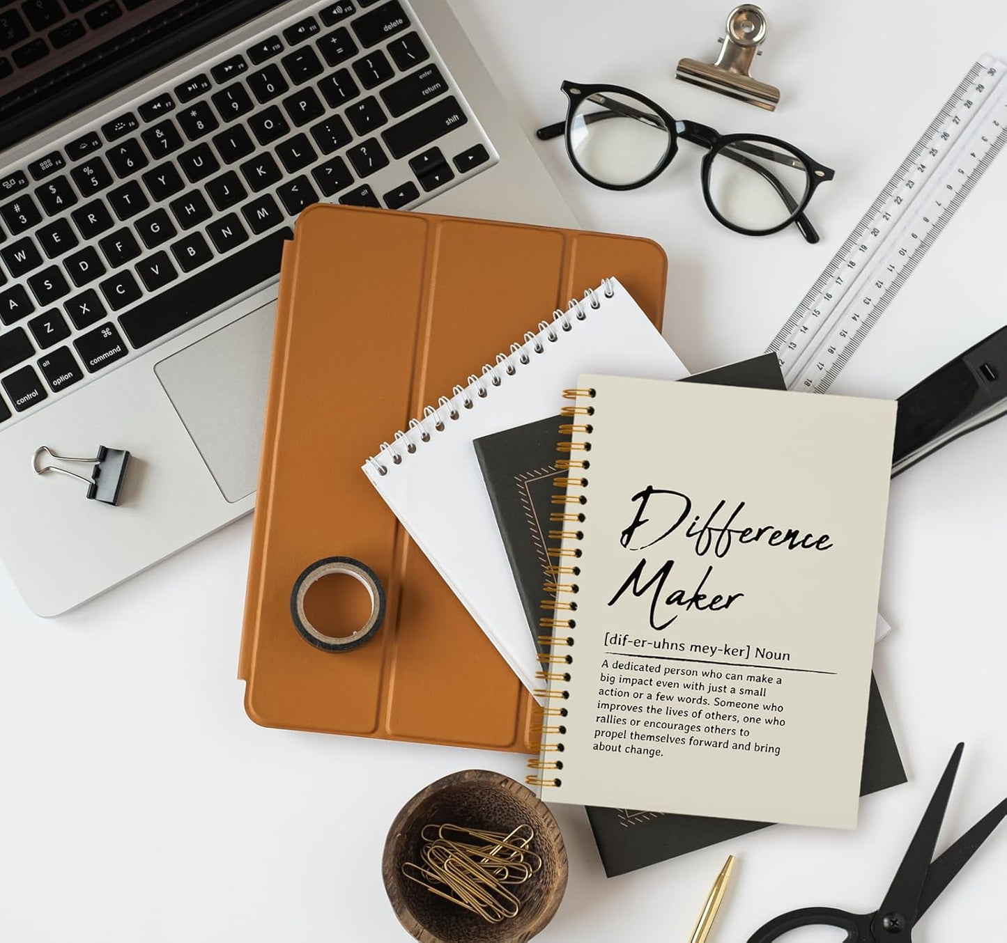 OXW Beige Notebooks for Work, Difference Maker Gift Meeting Notebook Journal for Writing, Employee Appreciation Gifts, Thank You Gifts for Women Men Leader Mentor Boss Manager, 5.5"x8.3"