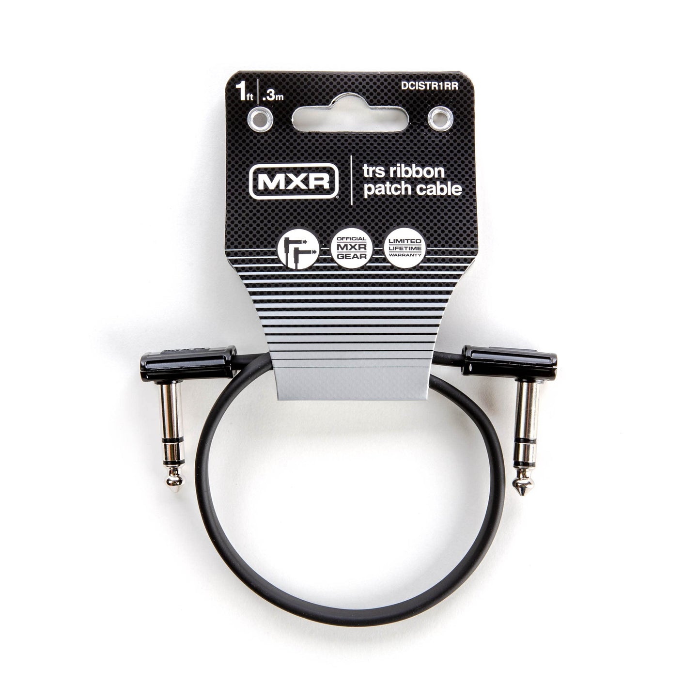 Jim Dunlop, 1/4-Inch Right Angle MXR Ribbon TRS Patch Cable 1 ft|0.3 m (DCISTR1RR)