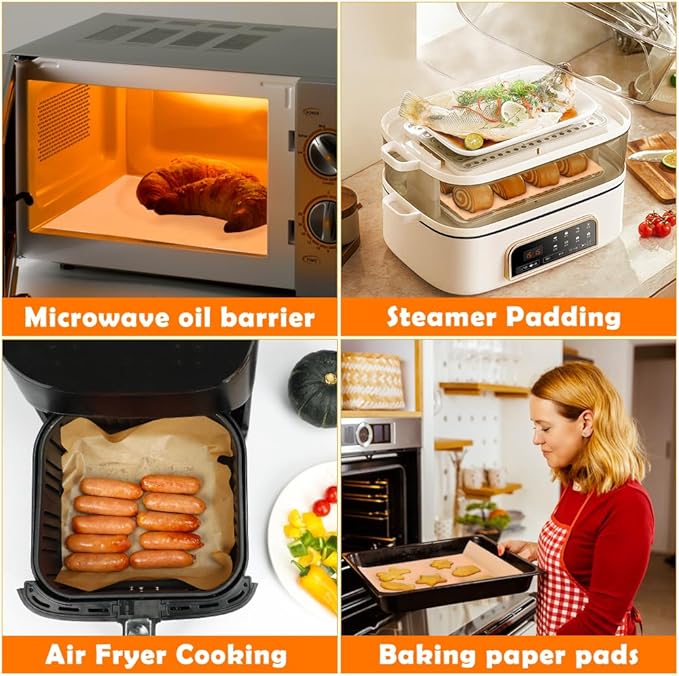 YQL 9x11 Inch 150PCS Air Fryer Disposable Liners, Unbleached Parchment Paper Rectangular for Cuisinart Air Fryer Toaster Oven Baking,Sheet Accessories for Breville Smart Oven Fryer Pro BOV900BSS