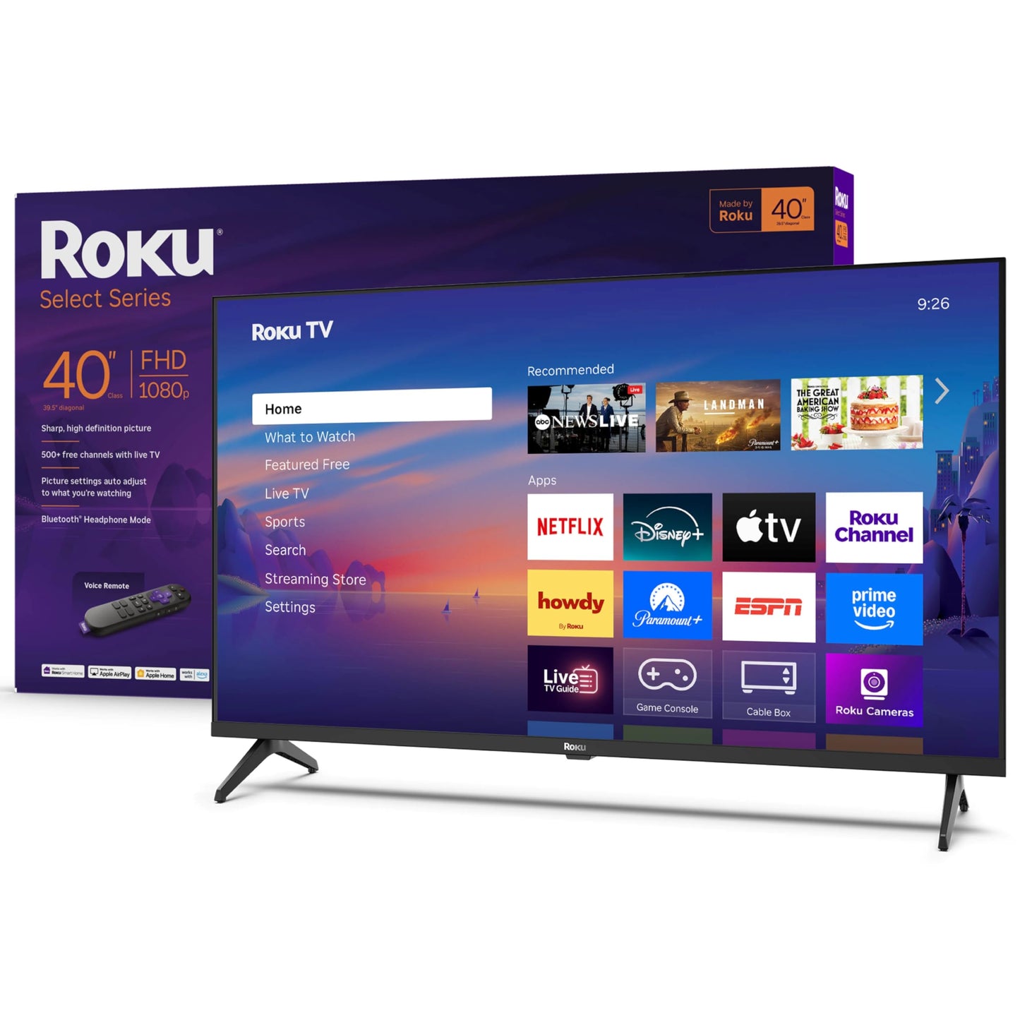 Roku Smart TV 2025 - 40-Inch Select Series, 1080p Full HD TV - Roku TV with Voice Remote - Flat Screen LED Television with Wi-Fi