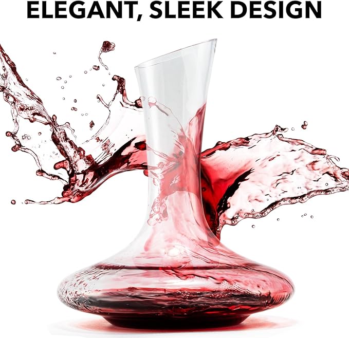 Le Chateau Large Elegant Crystal Wine Decanter with Aerator – 750ml Glass Decanter – Hand-Blown Lead-Free Clear Glass Carafe with Aerator – Hand Held Gifts Red Wine Accessories/for Wine Lovers