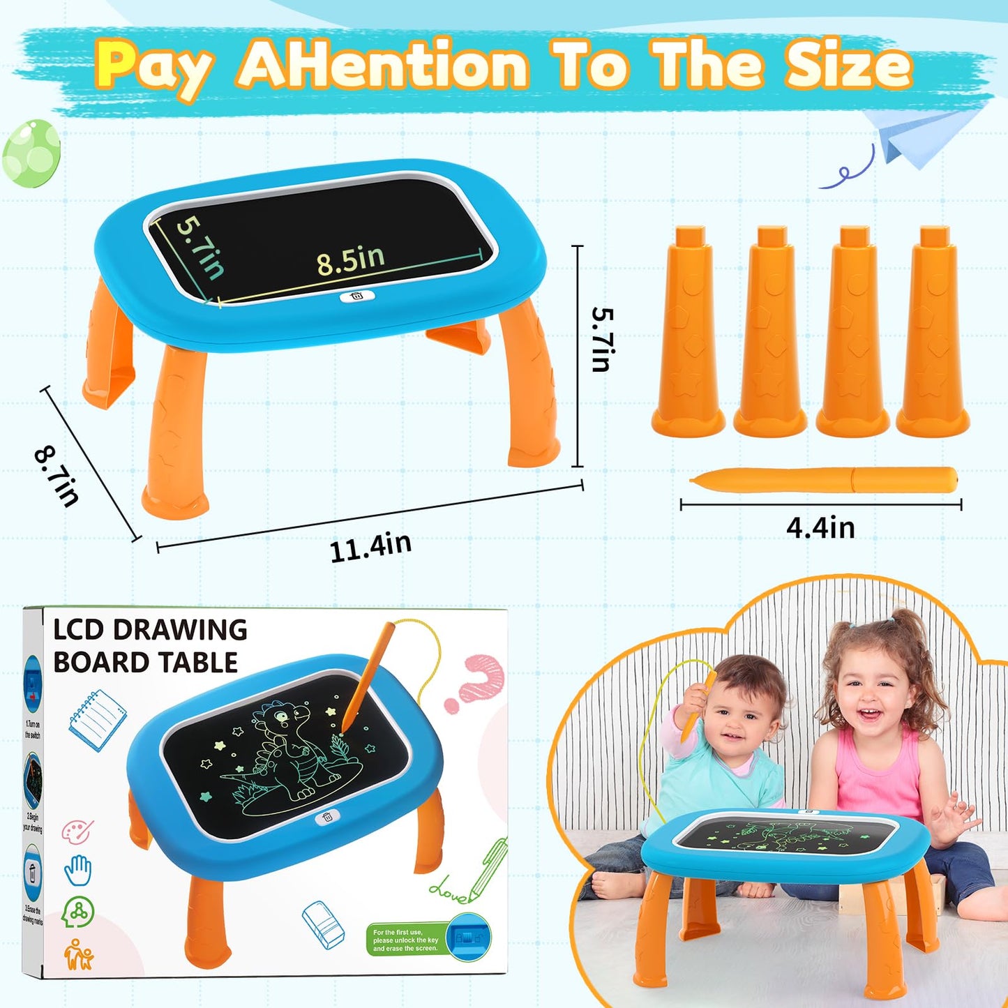 LCD Writing Tablet for Kids 1 2 3 4 5 Year Old - Toddler Drawing Tablet, Drawing Pad & Color Doodle Board Toy, Perfect Birthday & Christmas Gift Toy for 2-3 Year Old Boys and Girls(Blue)