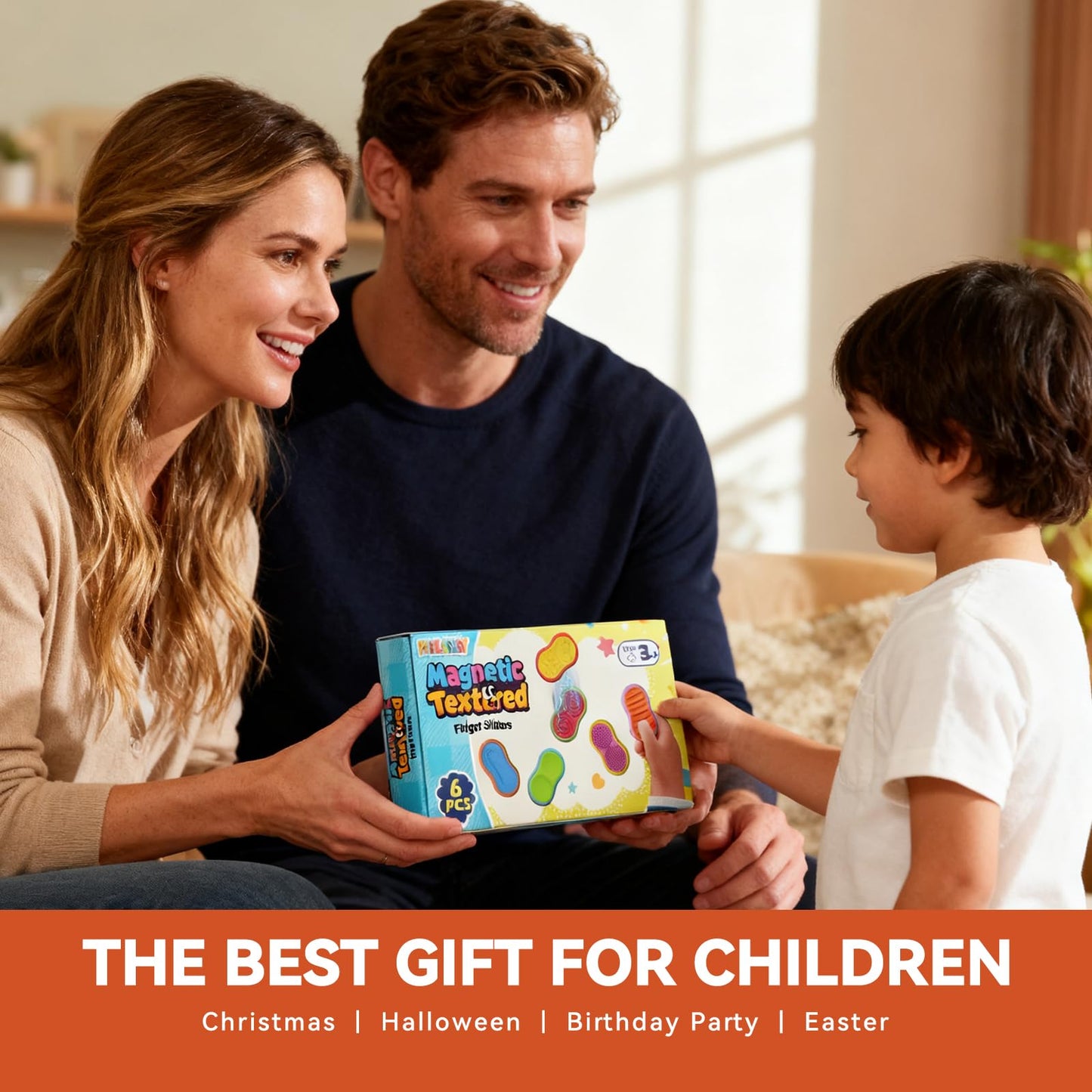 Silicone Sensory Magnetic Toys for Kids, 6PCS Textured Anxiety Relief Slider,Suitable for Autism and ADHD — Essential for Adults Office Desk Travel Stress Relief Toys for Students Classroom