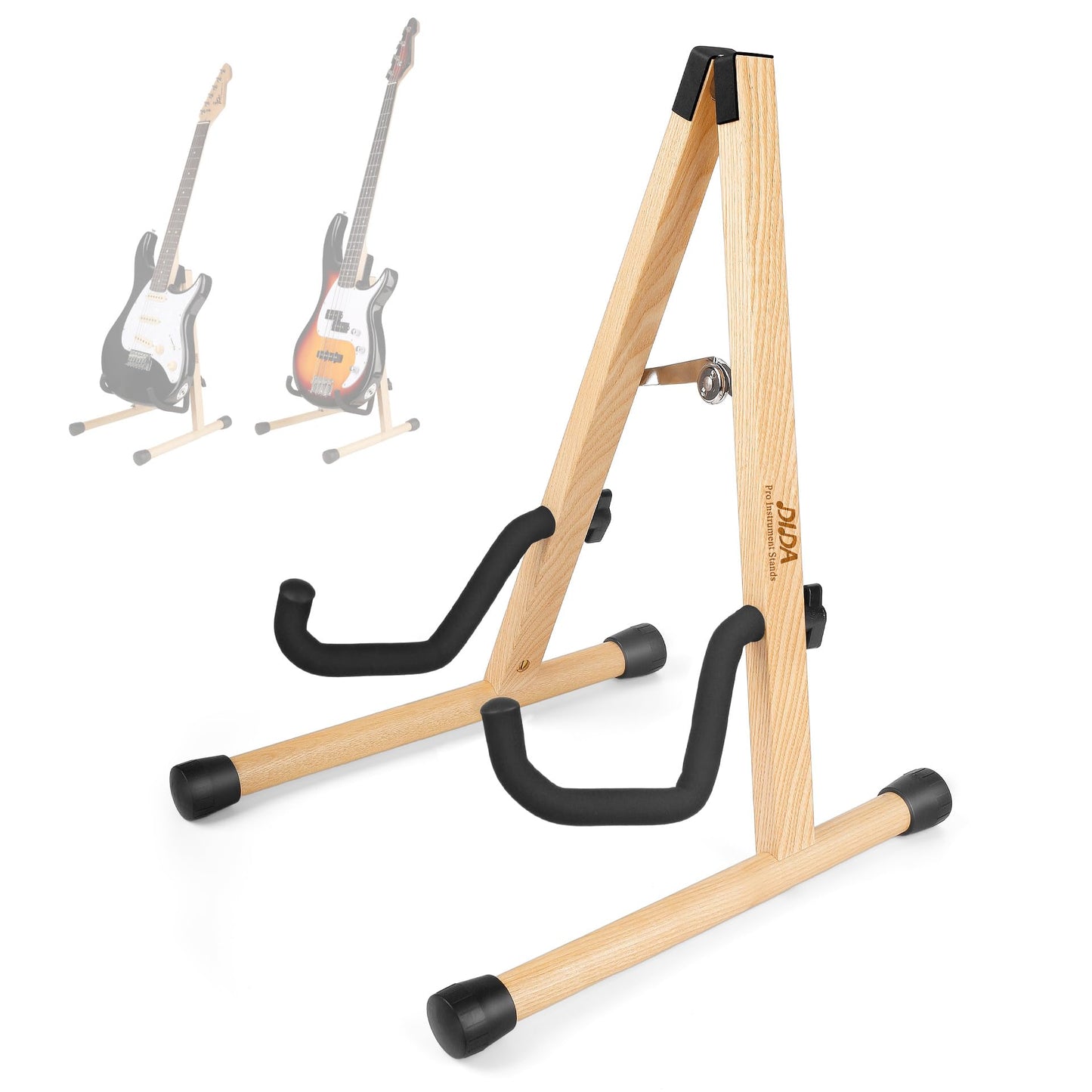 Electric Guitar Stand, Bass Guitar Stand, A Frame Wooden Floor Stand for Bass, Electric Guitar with Soft foam and Non-slip Base
