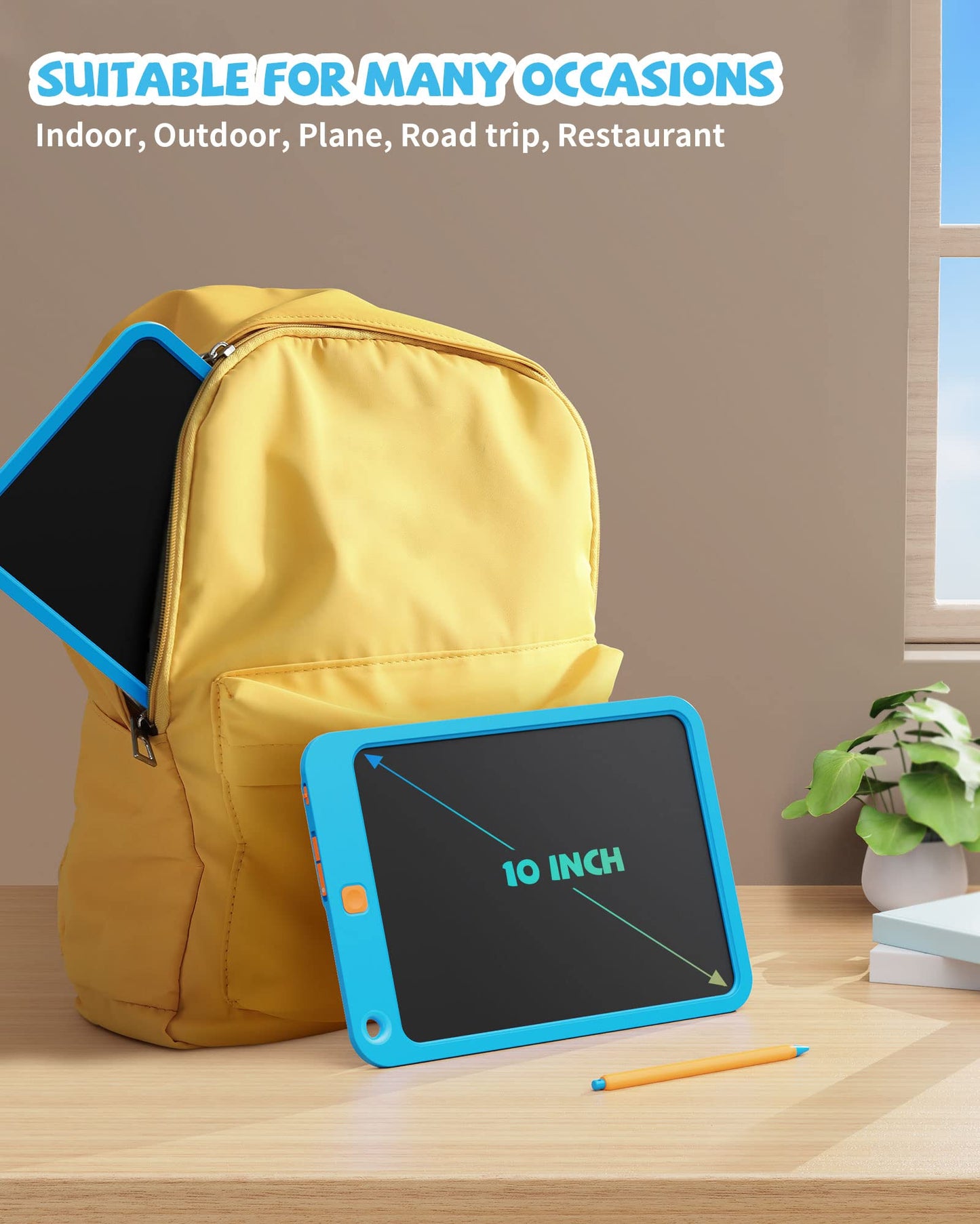 LCD Writing Tablet 10 Inch, Toys for 3 4 5 6 7 8 9 10 Year Old Boys Girls, Colorful Doodle Board Drawing Tablet, Gift for Boys Toddlers Age 3-12 Years, Memo Board, Drawing Pads with Lanyard(Blue)