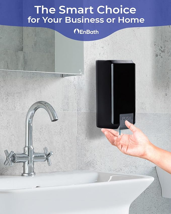 Wall Mounted Soap Dispenser with Large 34 oz. Capacity - A Black Commercial Hand Soap Dispenser or Hand Sanitizer Wall Mount Unit That Holds 25 pct More Than Other Brands - ADA Compliant