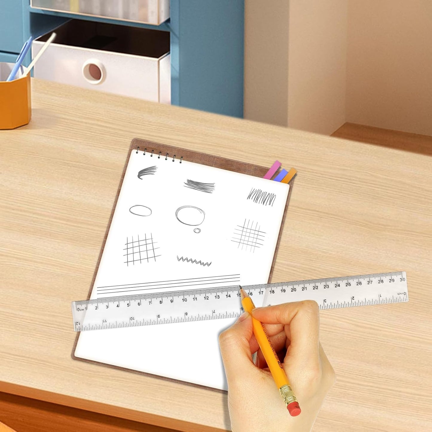 Plastic Clear Ruler Math Set, 2 Protractors 180 Degree 2 Triangle Rulers 45 | 60 Degree 2 Straight Rulers 5.9" | 11.8" Long, Drafting Ruler Geometry Ruler Measuring Tool for School Office Home Supplie