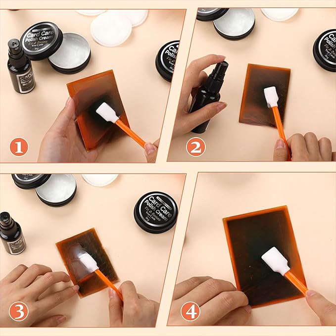 Nuanchu 607 Pcs Card Cleaning Kit Trading Card Repair Kit Includes Cleaning Spray Polishing Paste Cotton Swab Cotton Disc and Microfiber Cloth with Instruction for Scratch Surface Care Tool Accessory