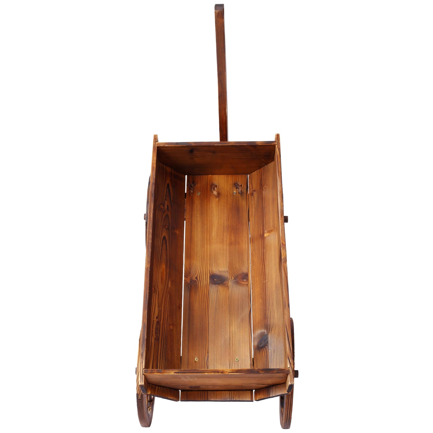 HnestBepo Wood Wagon Flower Planter Pot Stand W/Wheels Home Garden Outdoor Decor