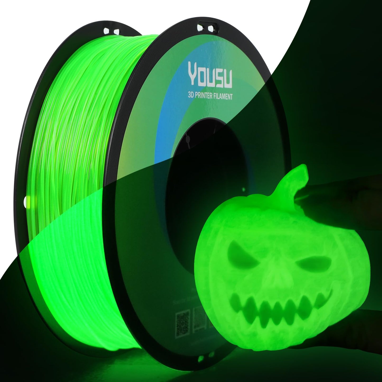 YOUSU 3D Printer Filament 95A TPU Glow in Dark Filament Green,1.75mm felxible Filament,1 kg Spool.