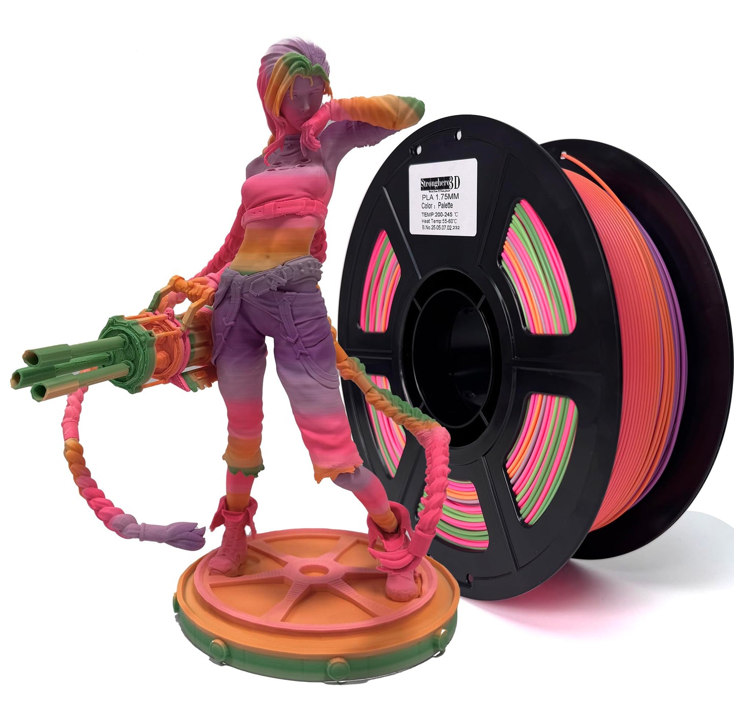Stronghero3D PLA 3D Printer Filament 1.75mm,Matte Rainbow pla Filament,Multi Color,Net Weight 1kg(2.2lbs)