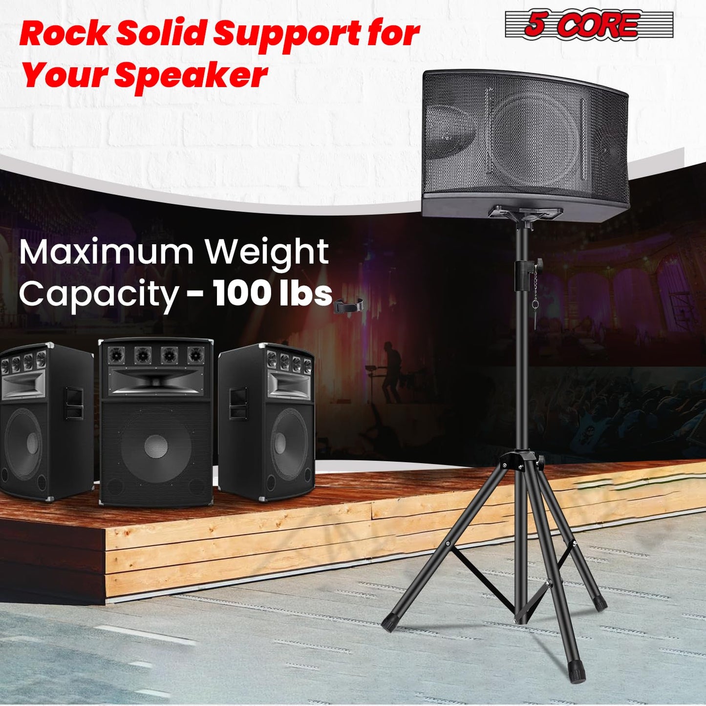 5 Core Speaker Stand Tripod Pair Floor Tall Adjustable Up To 72 Inch Dj Studio Monitor Stands Pole Mount (Yellow)
