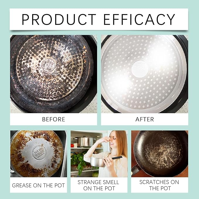 Liquid Pot and Pan Cleaner for Burnt On Food & Grease, Tough Stove Top and Cookware Cleaner, Removes Stubborn Stains on Stainless Steel, Cast Iron, Copper Pots - 5 Fl oz