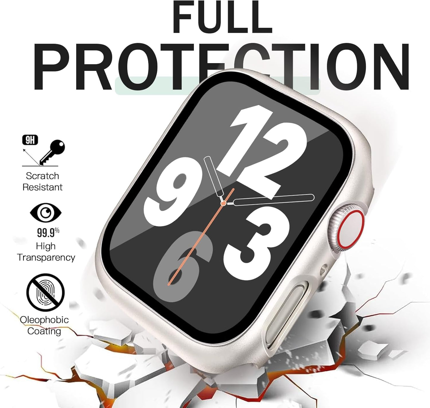 JR.DM 38mm 2 Pack Hard PC Case with HD Tempered Glass Screen Protector for Apple Watch Series 3/2/1, Slim Guard Bumper Full Coverage Protective Anti-Scratch Face Cover for iWatch, Starlight+ Clear