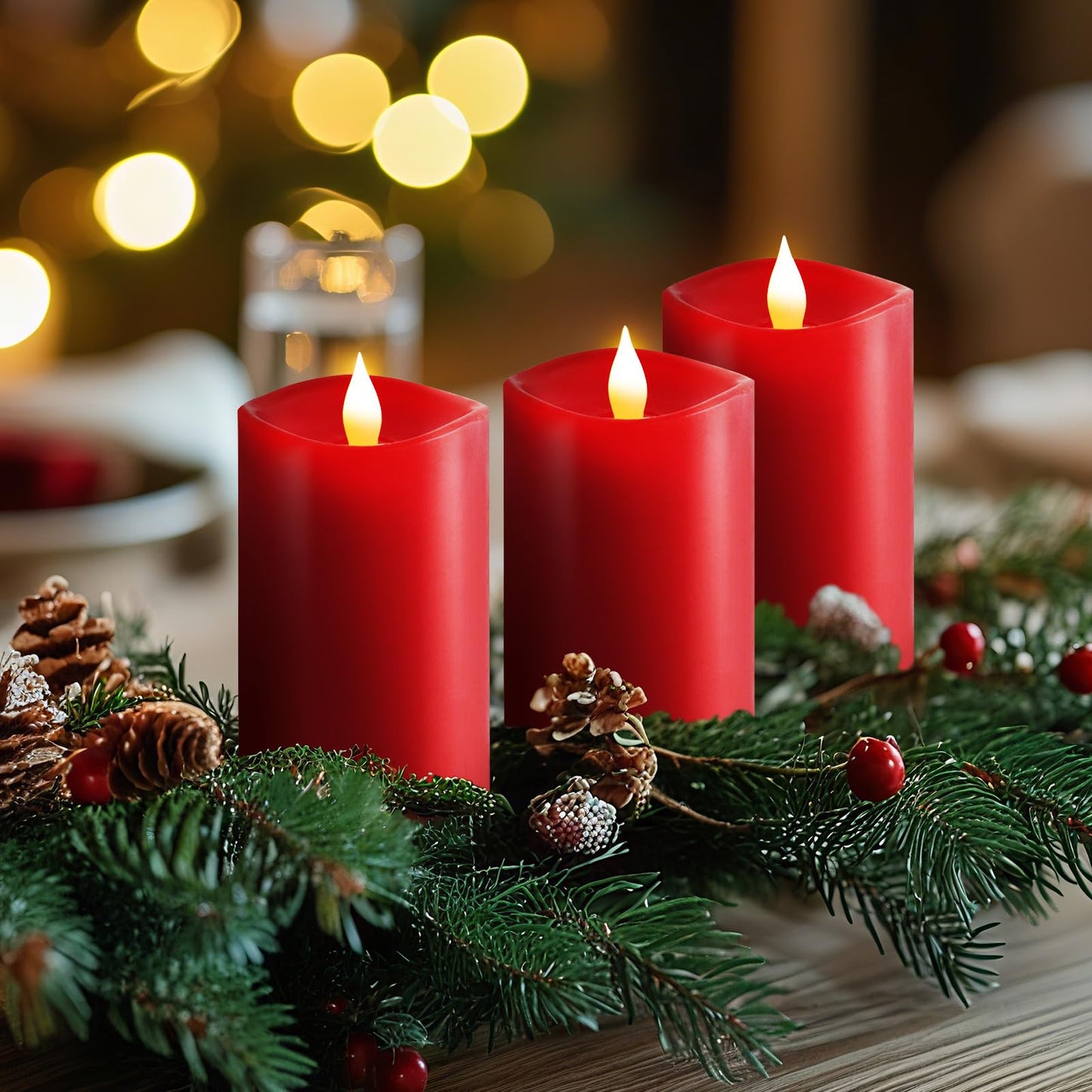 Asldoiweh 3X5 Flickering Flameless Candles Set Of 3, 2Aa Battery Life 600 Hours Battery Candles Flickering With Timer,5 Inch Fla