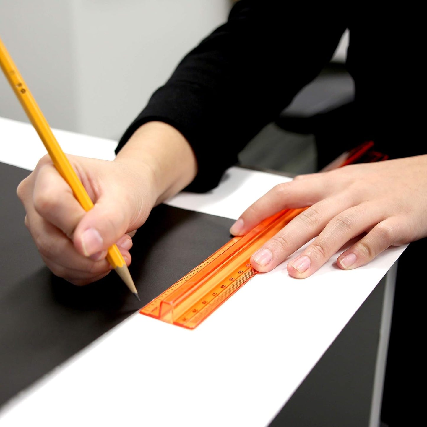 BAZIC Products Plastic Ruler 12" (30cm) w/Handle Grip, Inches Centimeter Metric Measuring Drafting Rulers, for Students School Supplies, Assorted Color, 24-Pack