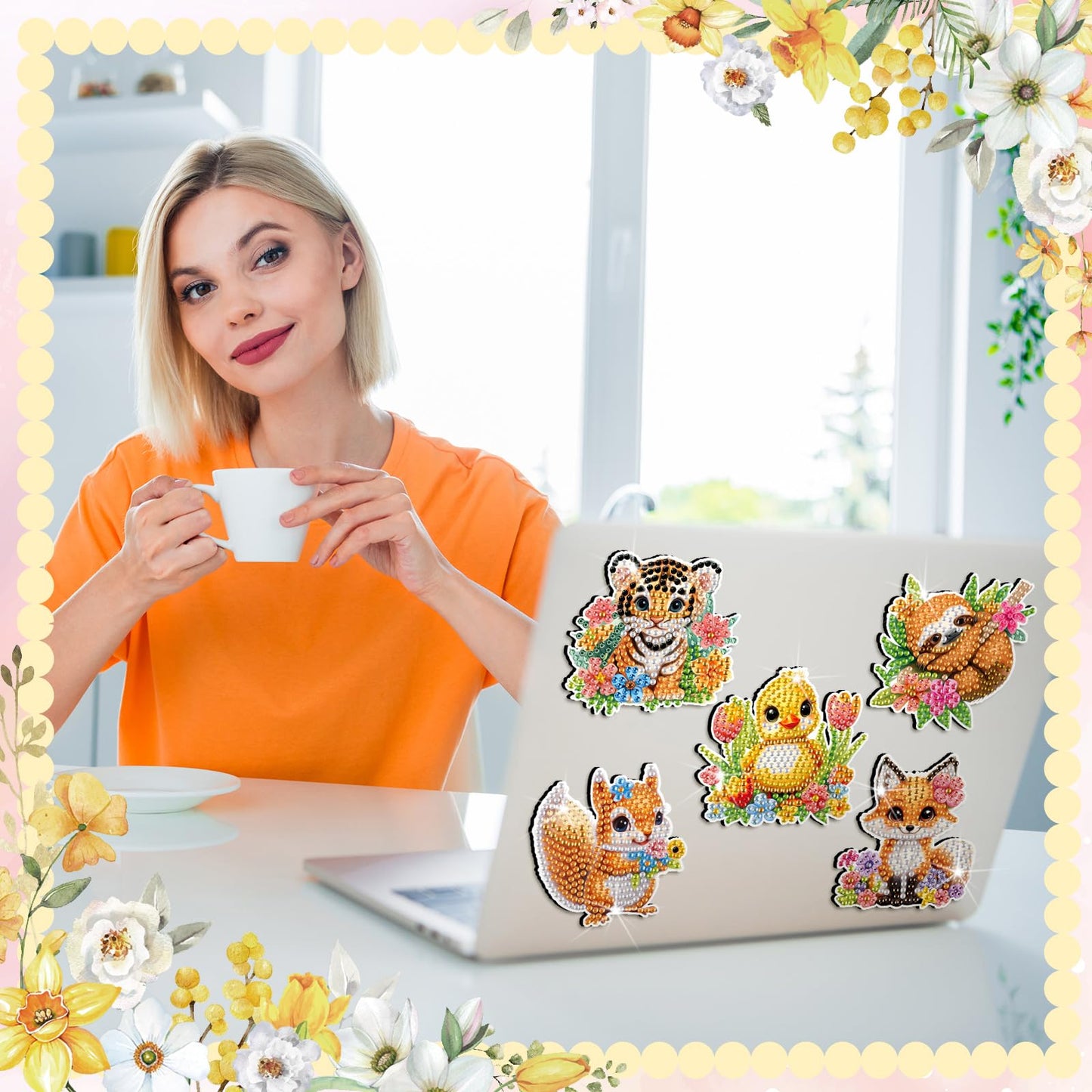 Xuhal 30 Pcs Spring Animal Diamond Painting Magnets Watercolor Flower Animal Diamond Art Magnet Kits for Adults 5D Rhinestone Elephant Tiger Refrigerator Magnetic Sticker for DIY Crafts Fridge Gifts