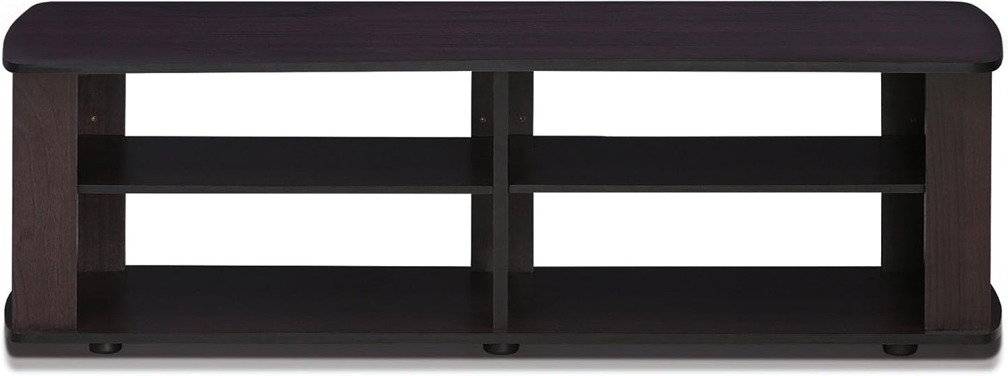 Furinno Nelly Entertainment Center TV Stand, Short 43.3"(W) x13.4(H) x13.1(D), Dark Walnut