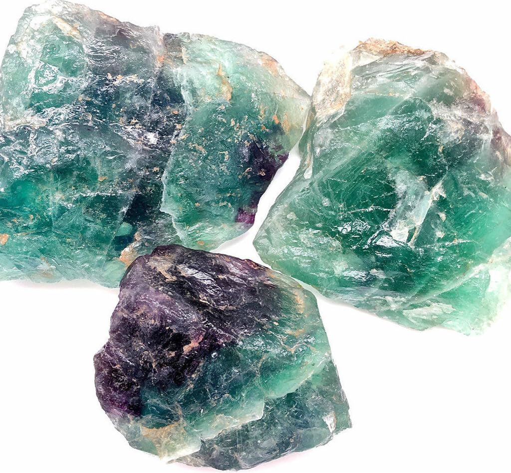 Simurg Raw Fluorite Stone 1lb ''A'' Grade Rainbow Fluorite Rough Crystal Aroma Stone - Green Fluorite Rocks for Cabbing, Tumbling, Cutting, Lapidary, Polishing, Reiki Crystal Healing