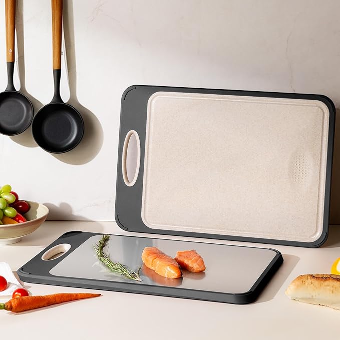 Stainless Steel Cutting Board, Non Toxic Cutting Board for Kitchen Double Sided Food Grade, Chopping Board for Meat/Vegetables, Kitchen Gifts Easy to Clean 2025 New Upgrade Large Size (16"L x 11"W)