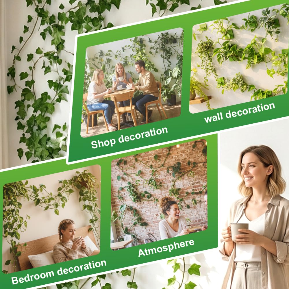 Plant Climbing Wall Fixture Clips, Plant Fixer Invisible Wall Vines Fixing Clips, Self Adhesive Vine Traction, Green Plant Fixer with Self-Adhesive Hook for Indoor Outdoor (200 Pcs)