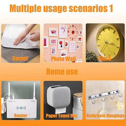 Heavy Duty Double Sided Tape, Strong Nano Tape Double Stick Mounting Tape, Clear Removable No Trace Adhesive Tape for Home, Office, Car, Outdoor Use, Picture Hanging, Poster, Rug, Object Fixing Strips