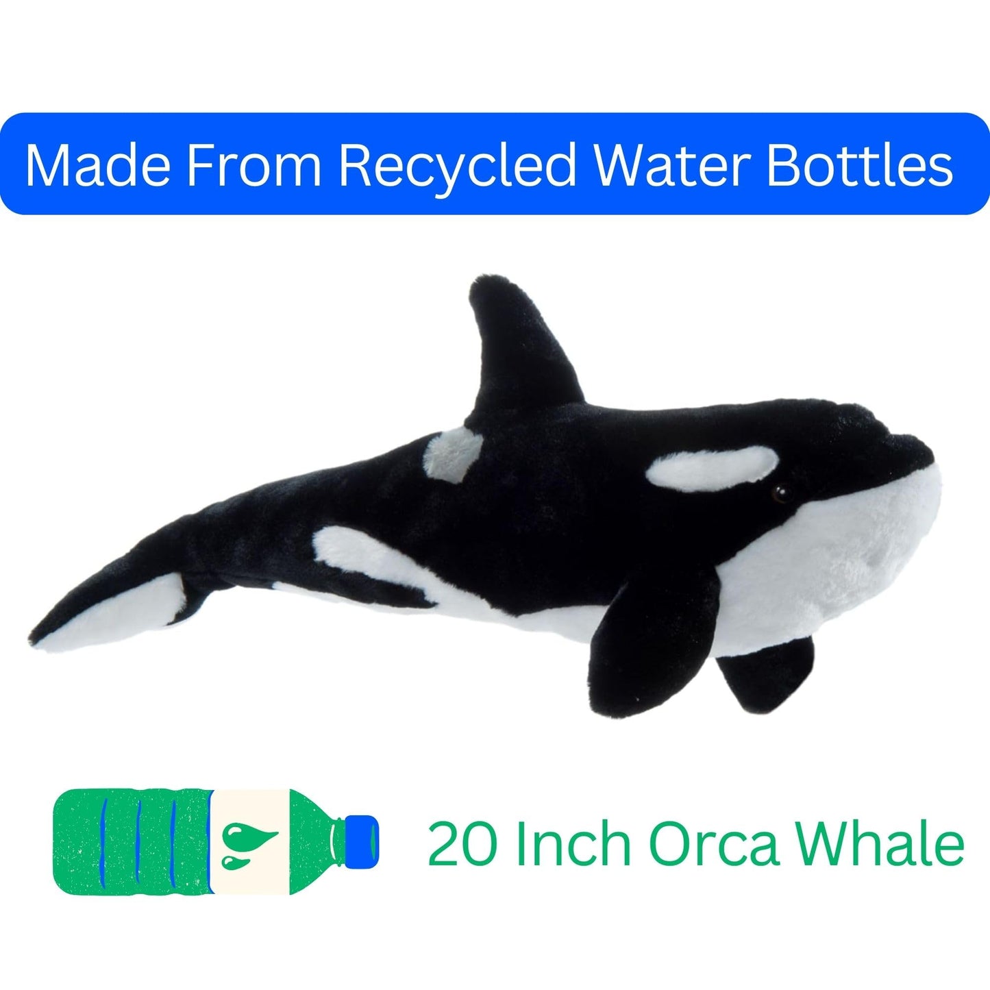 The Petting Zoo Orca Stuffed Animal Plushie, Gifts for Kids, Wild Onez Sealife Animals, Whale Plush Toy, 20 inches