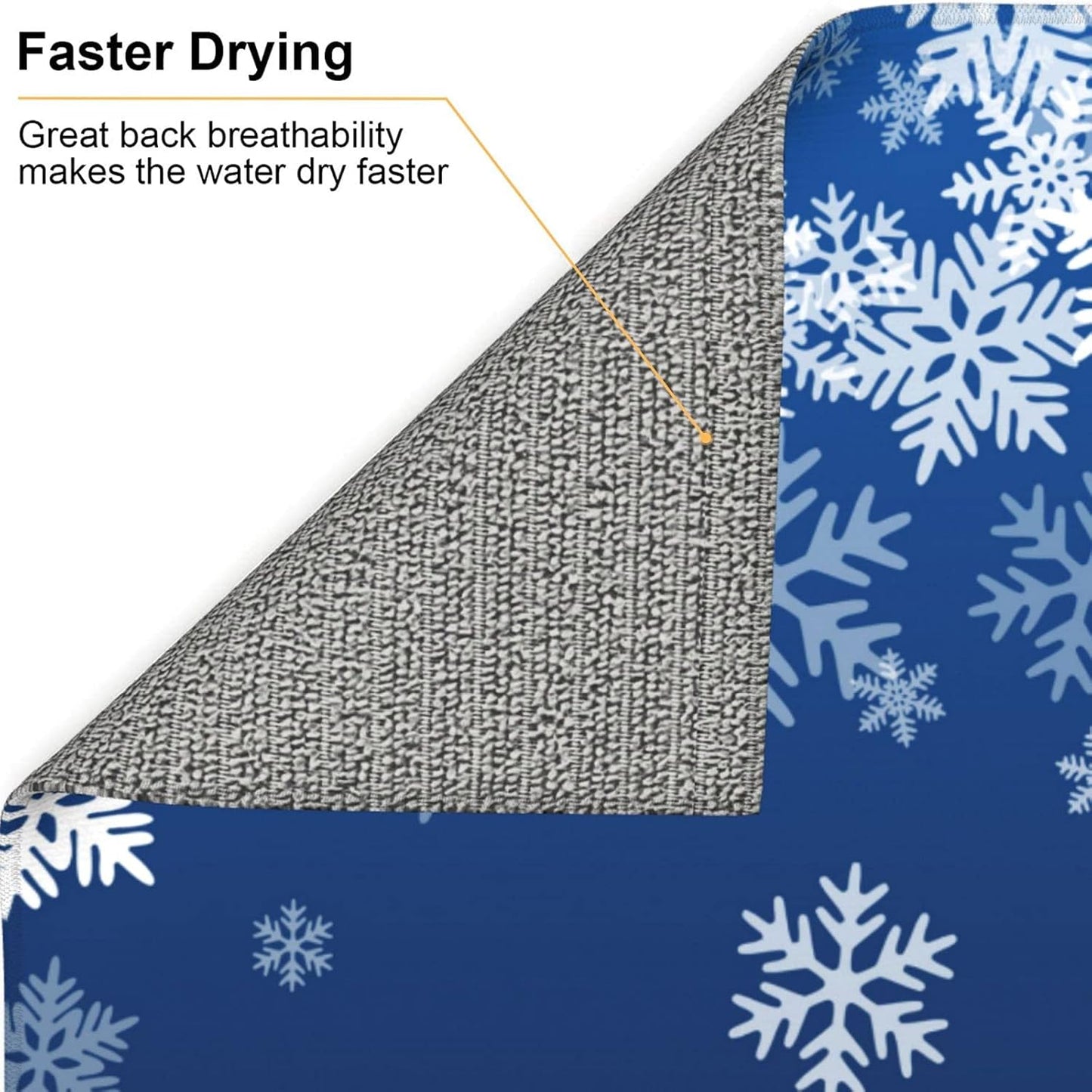 Dish Drying Mat Snowflake Blue Winter Christmas for Kitchen Counter Absorbent 16x18 Inch Microfiber Dishes Plate Glass Dry Draining Pad Reversible Washable