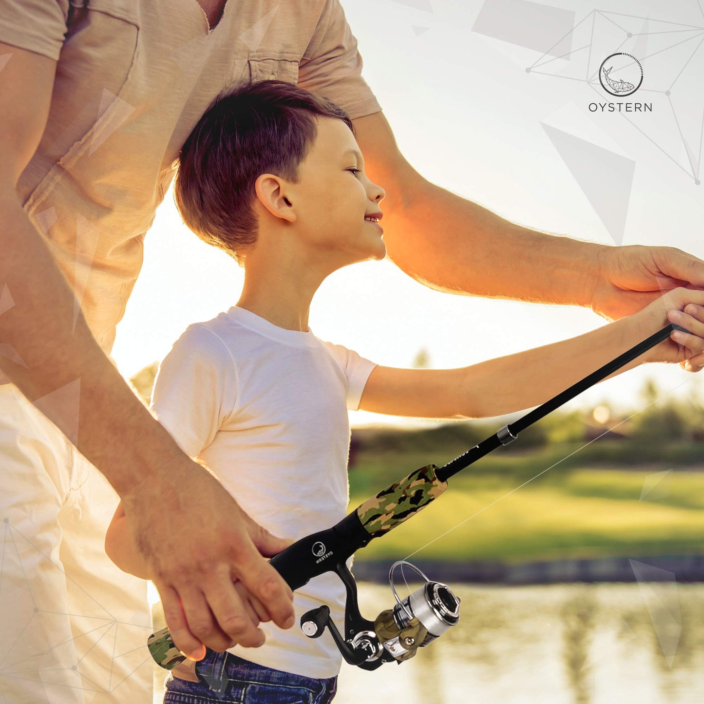 Oystern Kid’s Fishing Pole Kit with Spinning Reel - 62 Piece Tackle Bag, 4lb Line - Including Beginner’s Guide eBook - Toddler Fishing Pole Combo - Youth Telescopic Portable Rod - Kids Fishing Gear