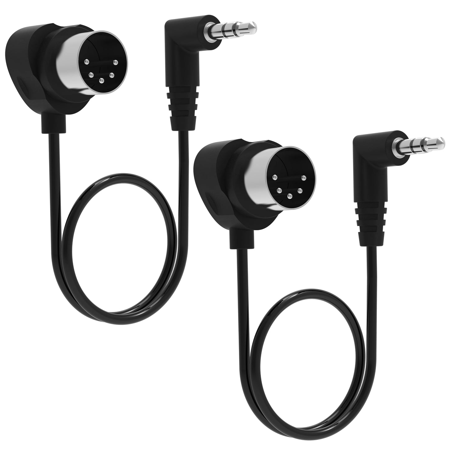 FORE TRS 3.5mm MIDI Cable 2-Pack 2-FT / 60CM Type-A TRS 3.5mm to MIDI 5 Pin Din Cable with Ultra-Small Plugs for Tight Space 2-P