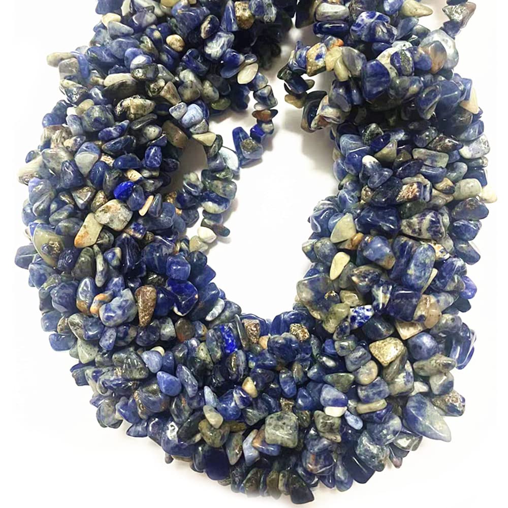 PLTbeads 7-8mm Natural Blue Sodalite Gemstone Chips Beads Healing Crystals Waist Bracelets Necklace Kit Irregular Stone DIY Crafts Design Jewelry Making