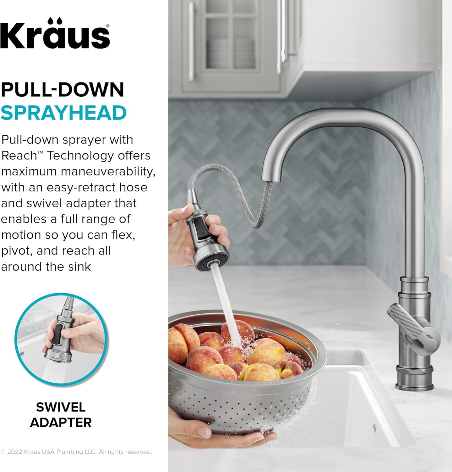 KRAUS Allyn Transitional Industrial Pull-Down Single Handle Kitchen Faucet in Chrome, KPF-4101CH