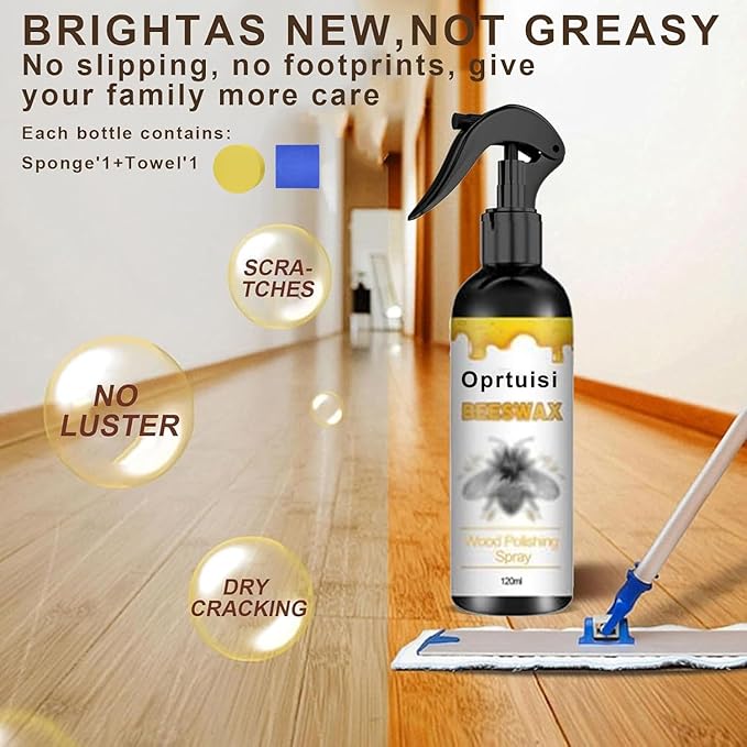 Oprtuisi Natural Beeswax Furniture Polish Spray, Wood Cleaner and Polish, 2-Pack