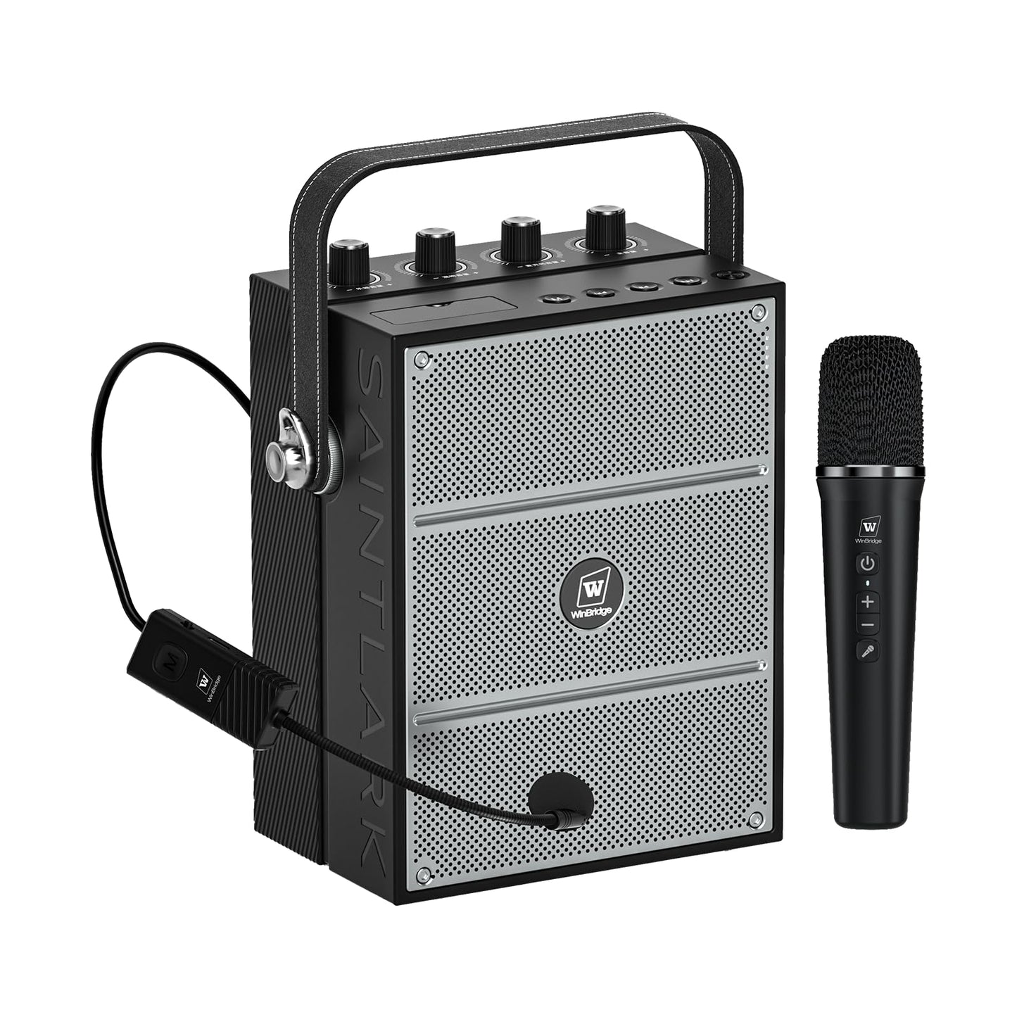 WinBridge S97 60W Bluetooth Speaker Mic- Powerful Wireless Voice Amplifier with Dual Microphones, Portable PA System & Karaoke M