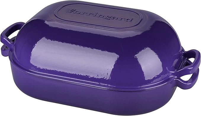 Large Cast Iron Dutch Oven Dome Pot with Lid, Enameled Bread Oven, Bread Pan for Homemade Sourdough Bread Baking, 9QT, Purple