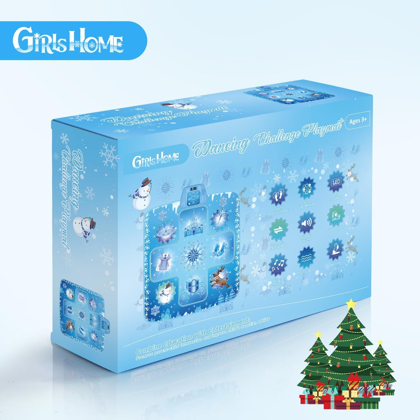 GirlsHome Dance Mat - Frozen Toys for Girls Rhythm Step Play Mat, Electronic Dance Pad with 5 Game Modes, Built-in Music, Touch Sensitive Light Up LED, 2026 New CPF Birthday Gift for Kids Girls 3-12