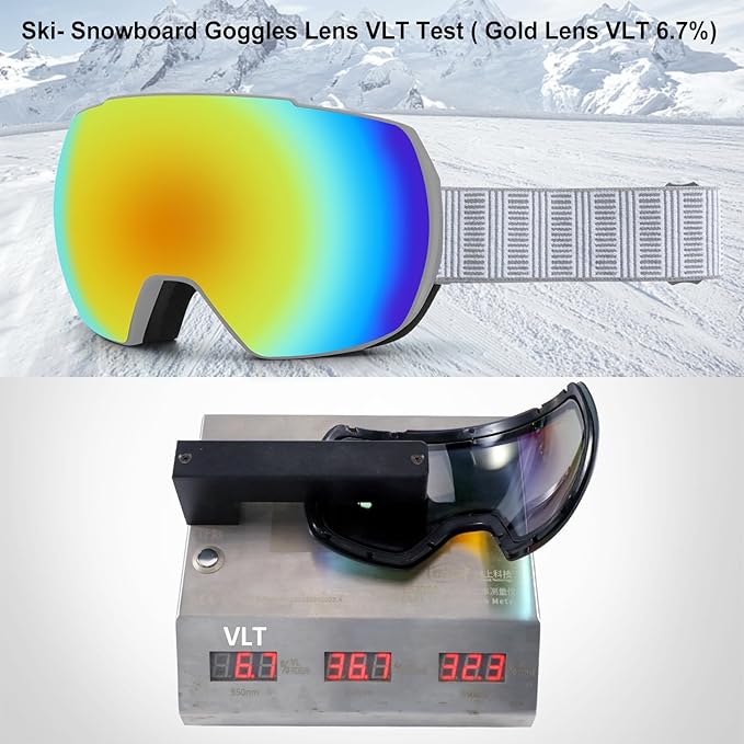 OULAIQI OTG Ski Goggles UV400 Anti-Fog Snowboard Glasses for Men Women Youth- Perfect for Skiing, Snowboarding,Winter Sports