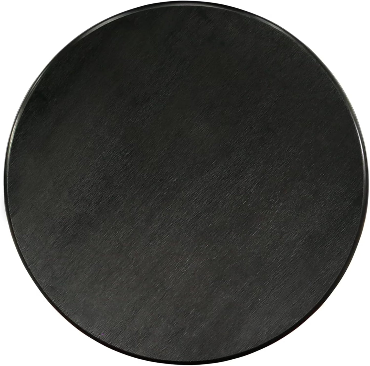 East West Furniture ANGA5-ABK-24 5 Piece Dining Table Set for 4 Includes a Round Kitchen Table with Pedestal and 4 Black Linen Fabric Parsons Dining Chairs, 36x36 Inch, Wirebrushed Black