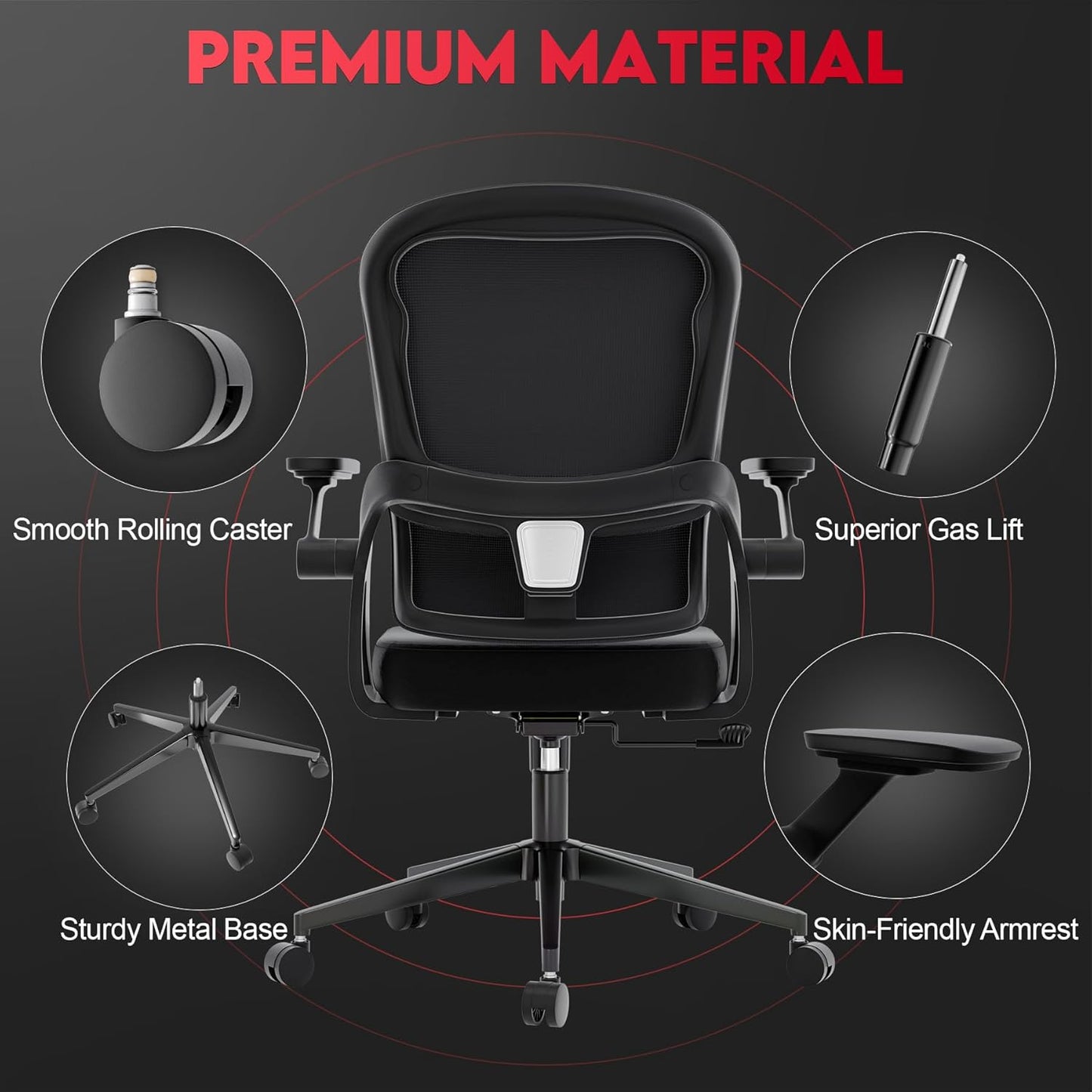 Big and Tall Ergonomic Office Chair,400LB Comfy Desk Chairs with Lumbar Back Support, Heavy Duty Mesh Computer Chairs with Wheels and Arms Comfortable for Home Office, Study, Bedroom