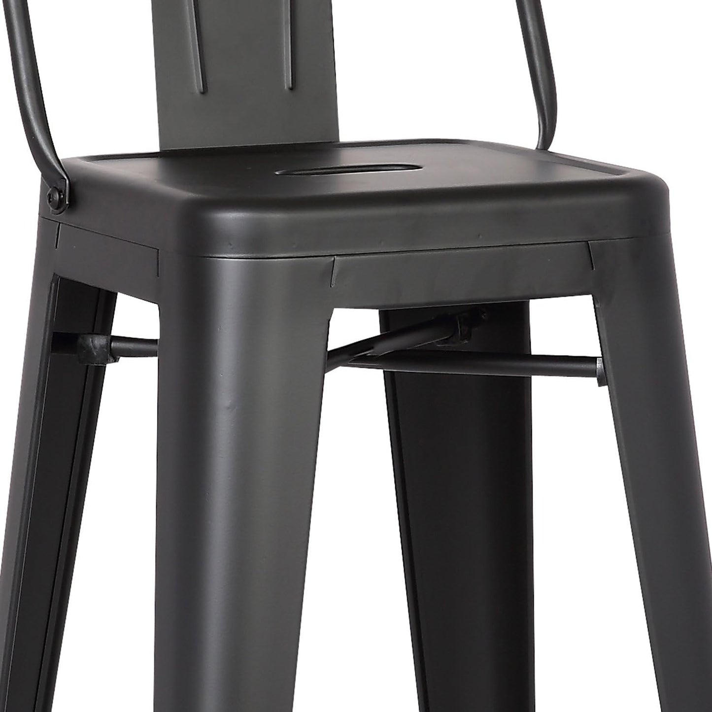 AC Pacific 30” Metal Barstool Set of 2 – Country Rustic Style with Low Back, Lightweight & Sturdy Build, Easy Assembly – Midnight Matte Finish