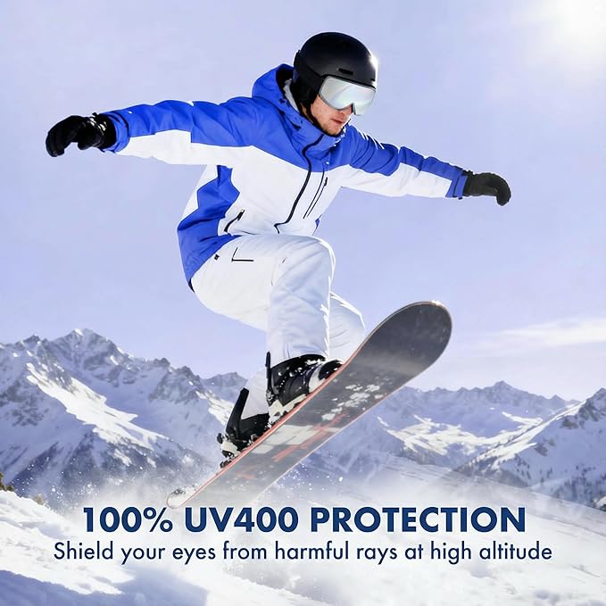 Cylindrical Ski Goggles, OTG Snowboard Goggles for Men & Women, Anti-Fog & 100% UV400 Protection Snow Goggles for Skiing & Snowboarding