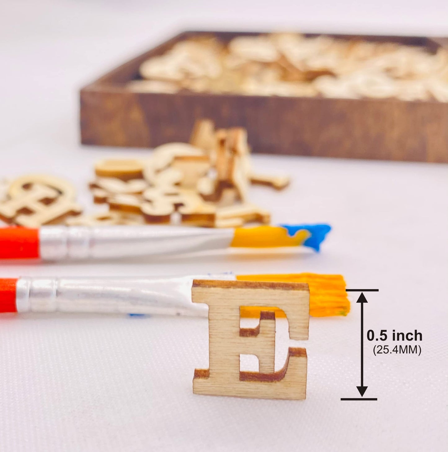 Cregugua 592 Pieces 1/2 Inch Mini Wooden Alphabet Letters and Unfinished Wood Numbers with Rustic Storage Tray for Scrapbooking DIY Crafts Homemade Gifts