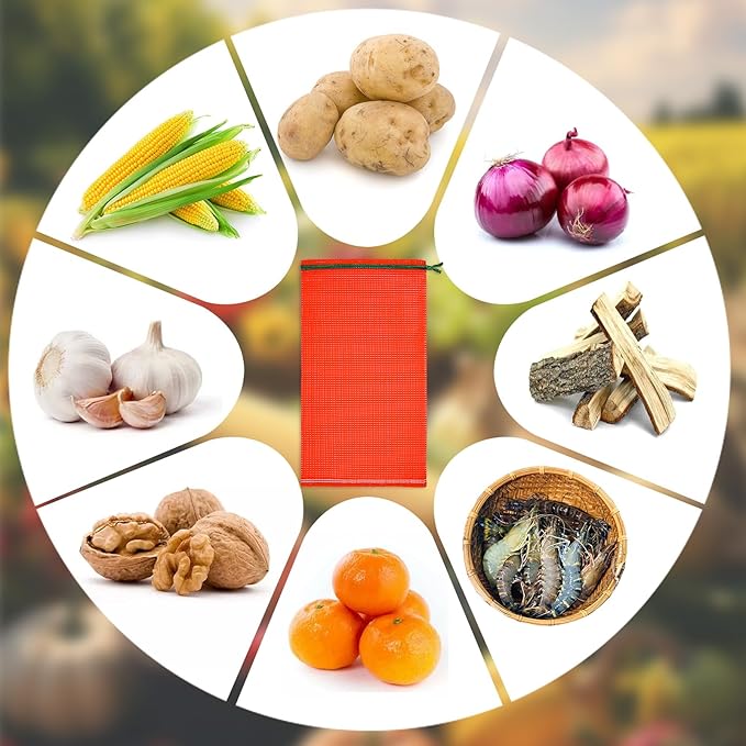 50 PCS Mesh Bags for Vegetables, Mesh Onion Bag 11"×18" Produce Bags Reusable Breathable Vegetable Storage Net Bag Meshs Drawstring Onion Meshs Storage-Bag for Vegetables, Onions, Potatoes