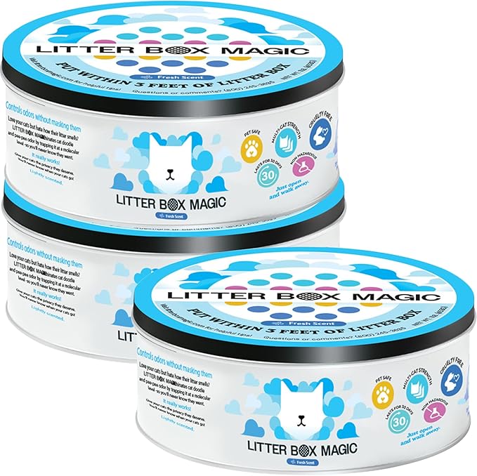 Cat Deodorizer Jar (16 Oz, Pack of 3) Fresh Scent - Air Freshener for Pet Smells from Litter Box - Odor Removing Litterbox Gel In A Jar - Odor Eliminator to Freshen Air